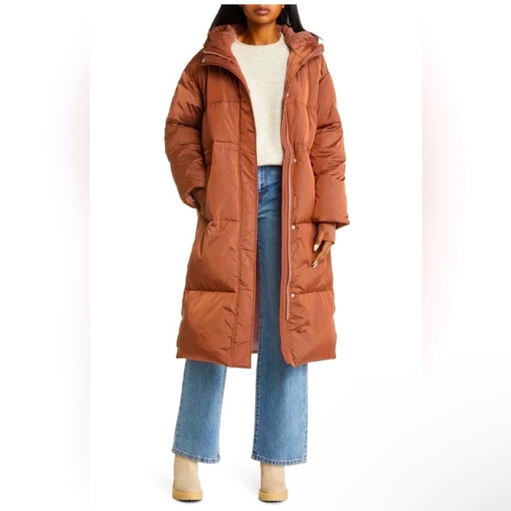UGG Women's Keeley Long Puffer Coat Dark Chestnut